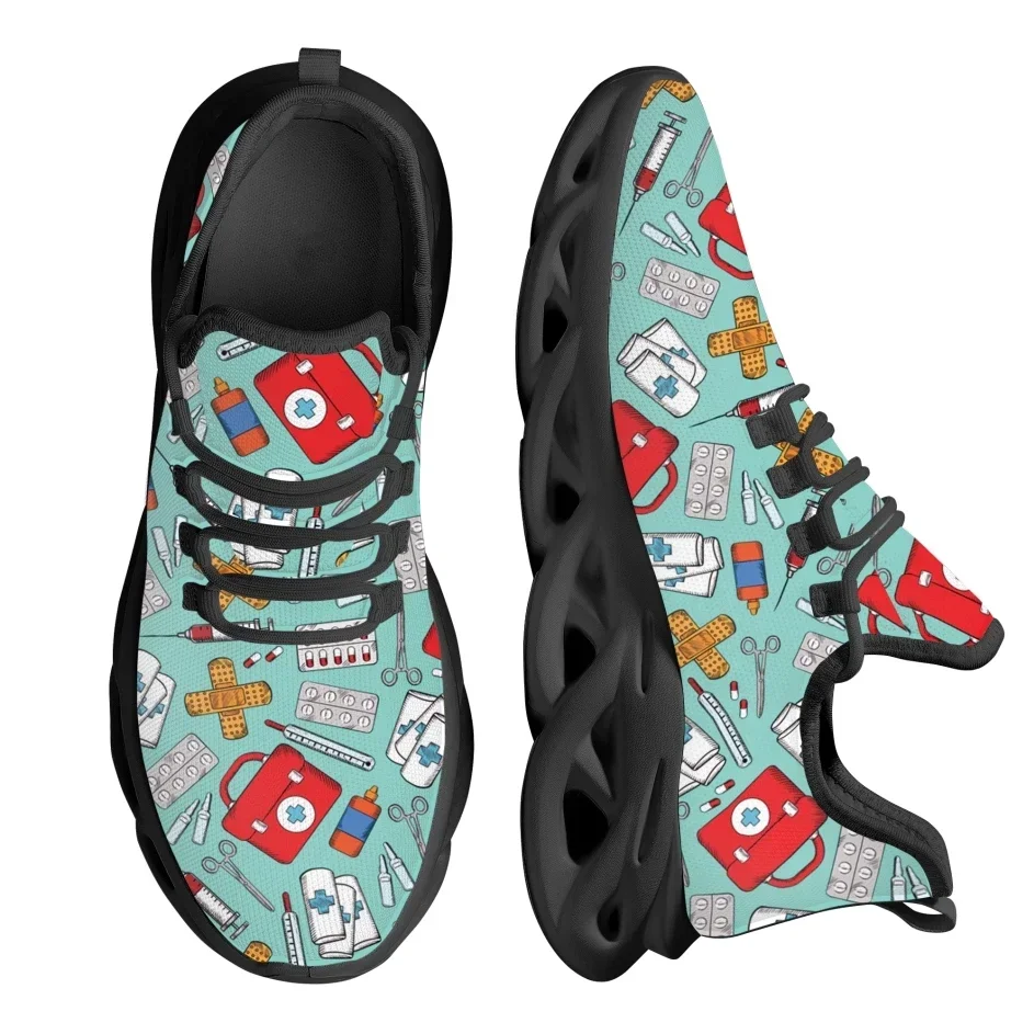 Knit Fabric Lace Up Sneakers - Sepatu Lari Wanita Desain Khusus Warna