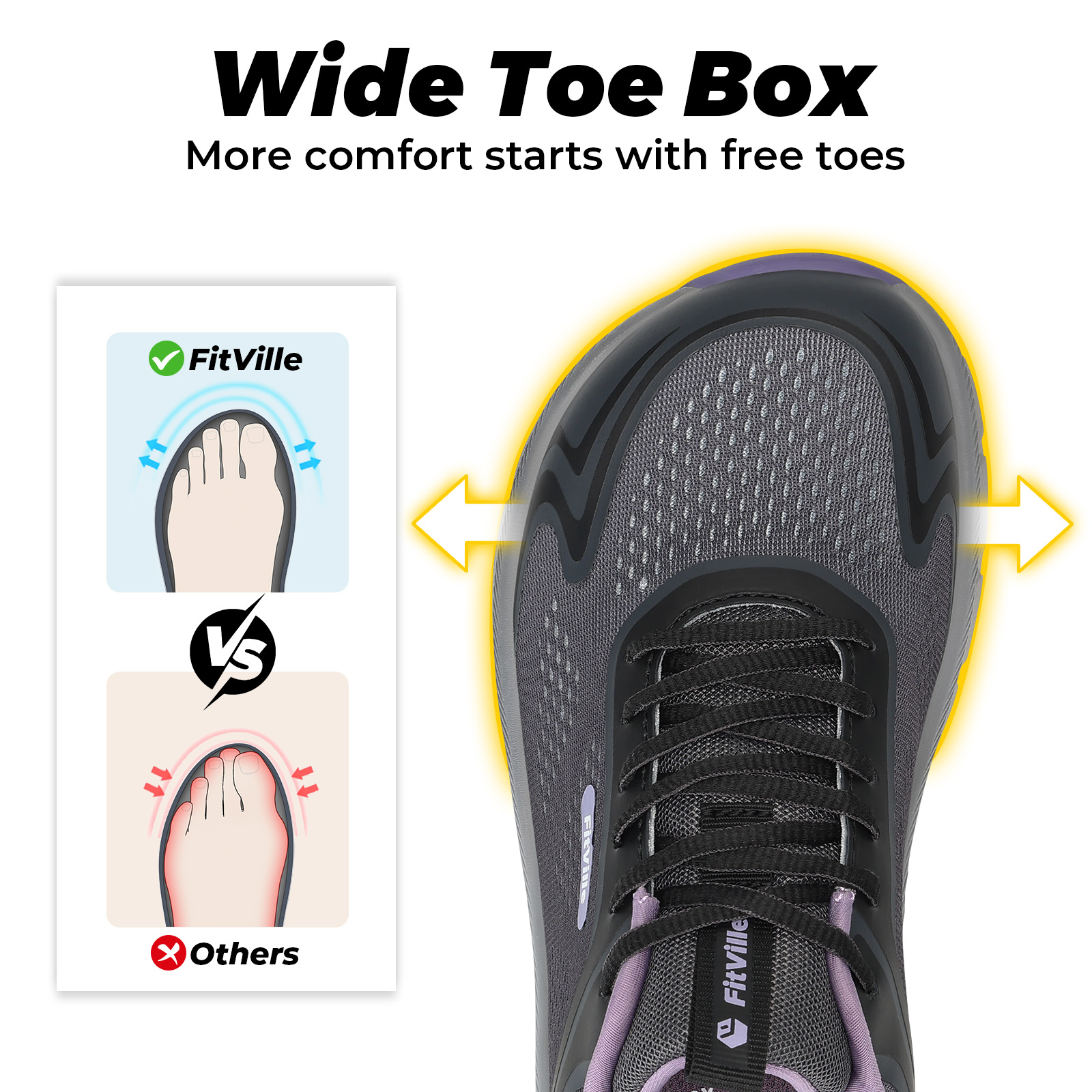Sepatu Olahraga Wanita Fitvill - Wide Toe Box Running Sneakers ulasan dan harga
