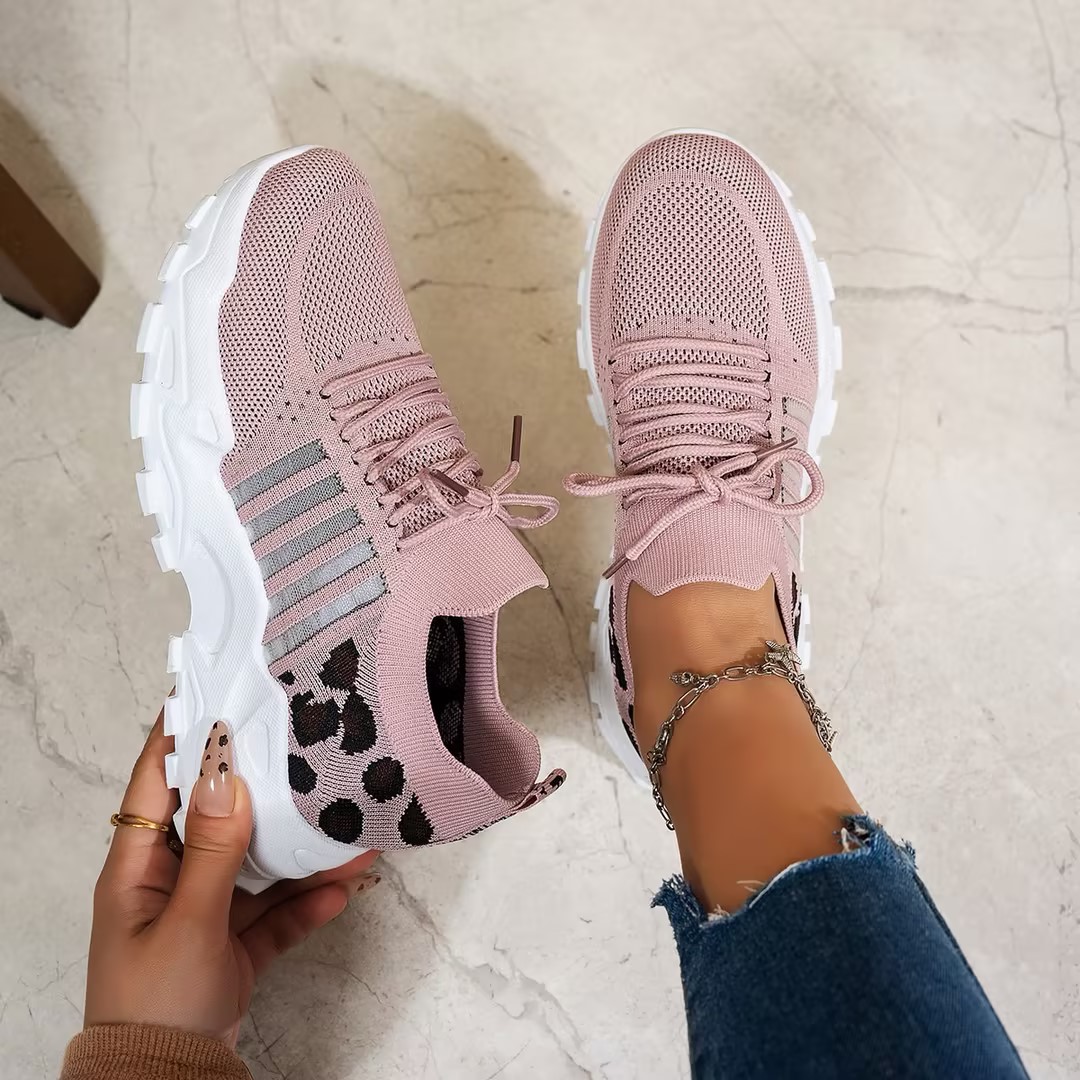Sepatu Sneakers Wanita Musim S - Knit Fabric Lace Up Sneakers ulasan dan harga